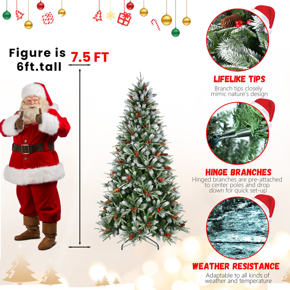 5FT Christmas Tree with 1131 Tips - Lush PVC Holiday Tree