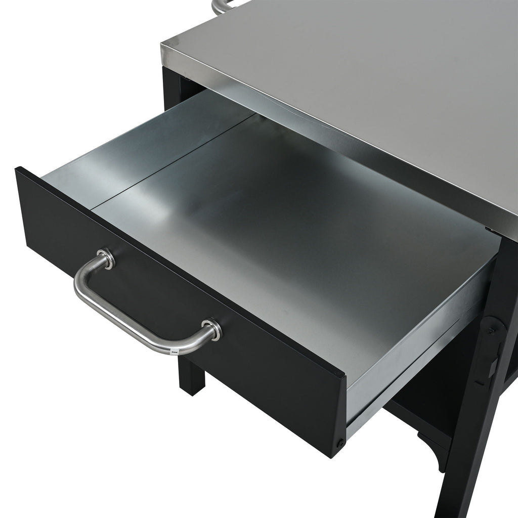 Foldable Outdoor Kitchen Cart with Storage - Black