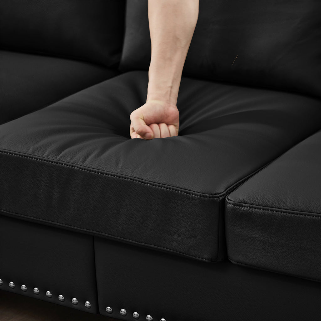 83" Modern Classic Sofa with Nailhead Detailing – Imitation Cowhide Leather