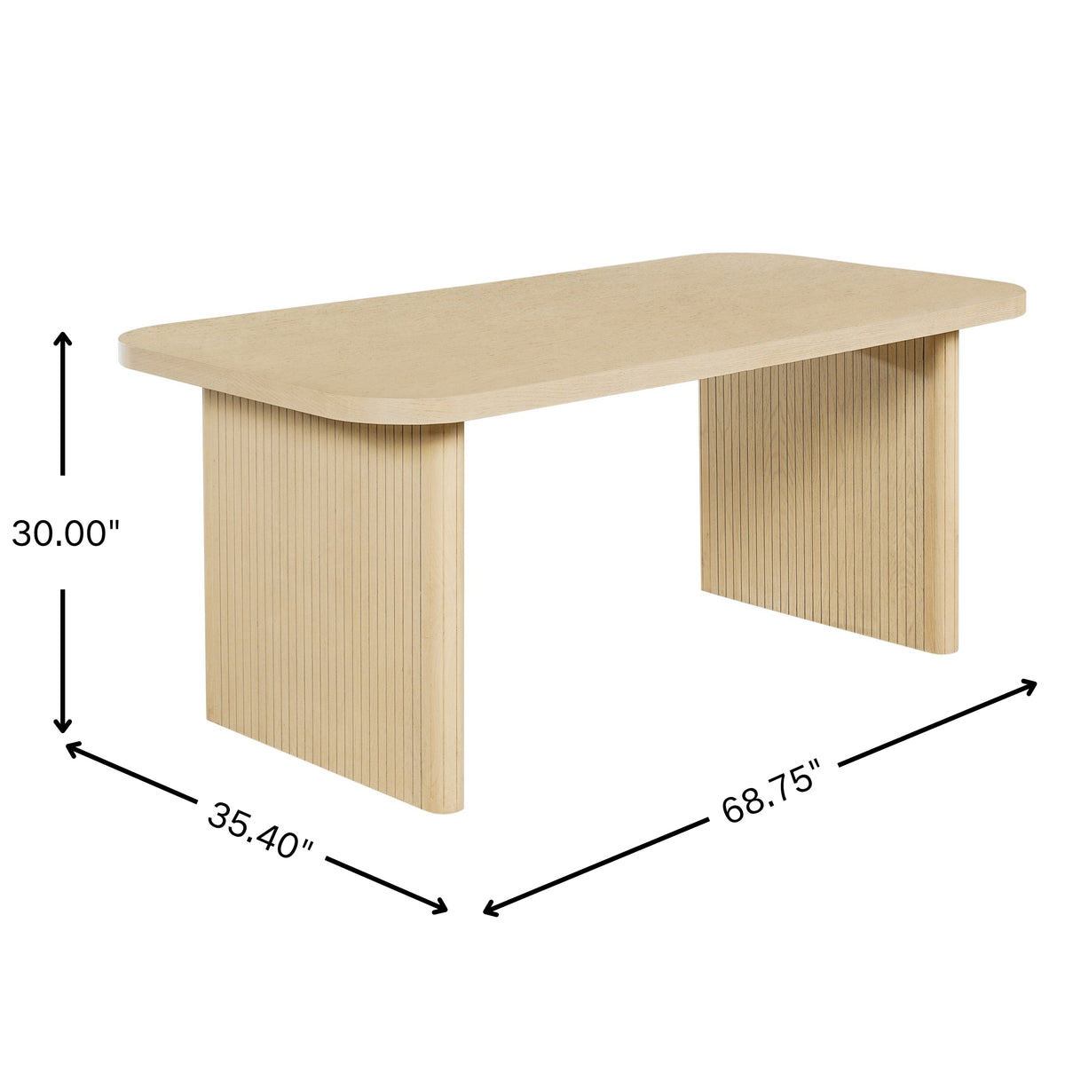 5 Piece Indoor Dining Set with Fluted Rubber Wood Table - Khaki PU Chairs