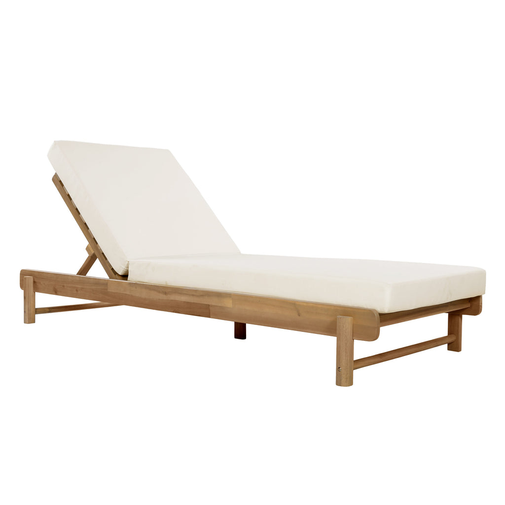 Light Teak Acacia Wood Chaise Lounge Set with Adjustable Backrest - Light Teak