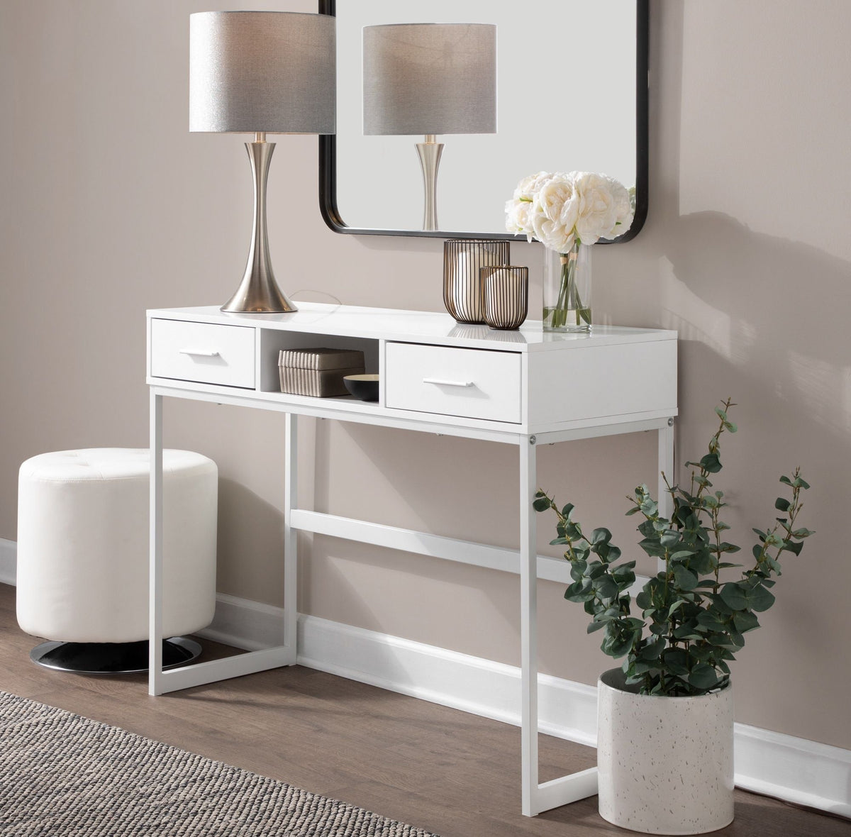 Contemporary Semi Gloss Table Lamp Set of 2 with Hourglass Design - Multiple Colors