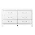 White Dresser with Acrylic Hardware - 6 Drawers
