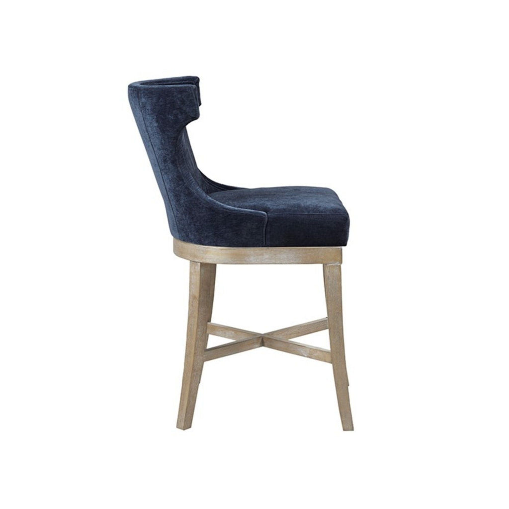 Carson Counter Stool with Swivel Seat - Wingback Design - Beige, Gray, Blue