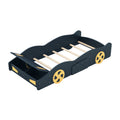 Race Car Platform Bed with Storage and Wheels - Black or Blue