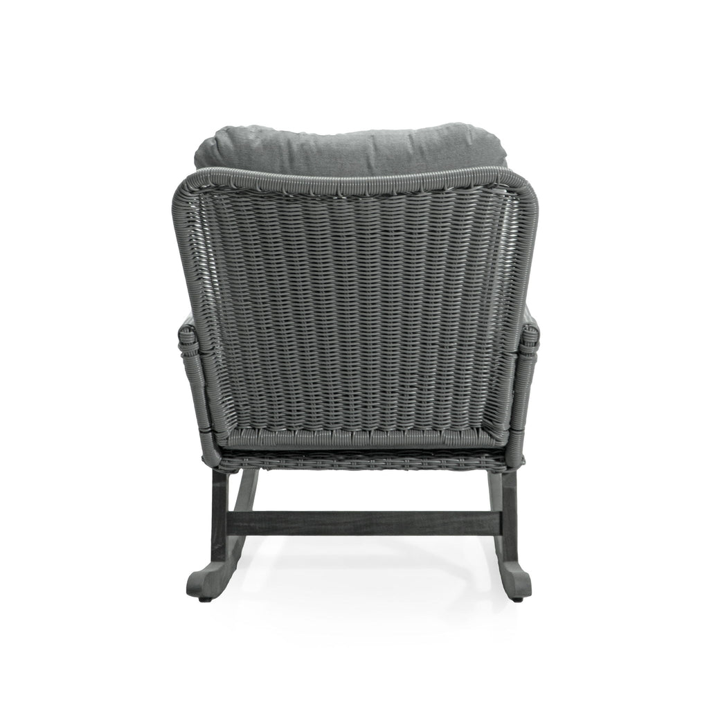 Contemporary Minimalist Wicker Rocking Chair With Soft Cushions