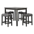 Transitional Counter Dining Set with 4 Tufted Stools - Dark Gray or Dark Brown