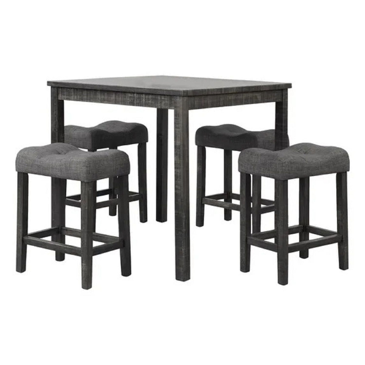 Transitional Counter Dining Set with 4 Tufted Stools - Dark Gray or Dark Brown