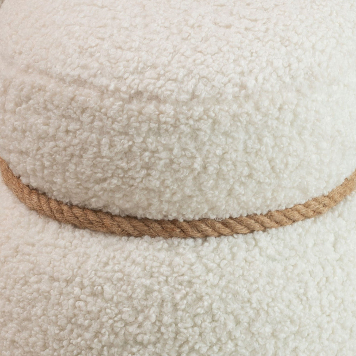 Snowman Stool Ottoman with Lamb Wool Cushion and Solid Wood Frame - White, Light Brown, Dark Green