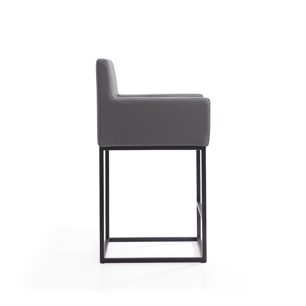 Ambassador Counter Stool with Square Frame and Armrests - Dark Gray or Beige