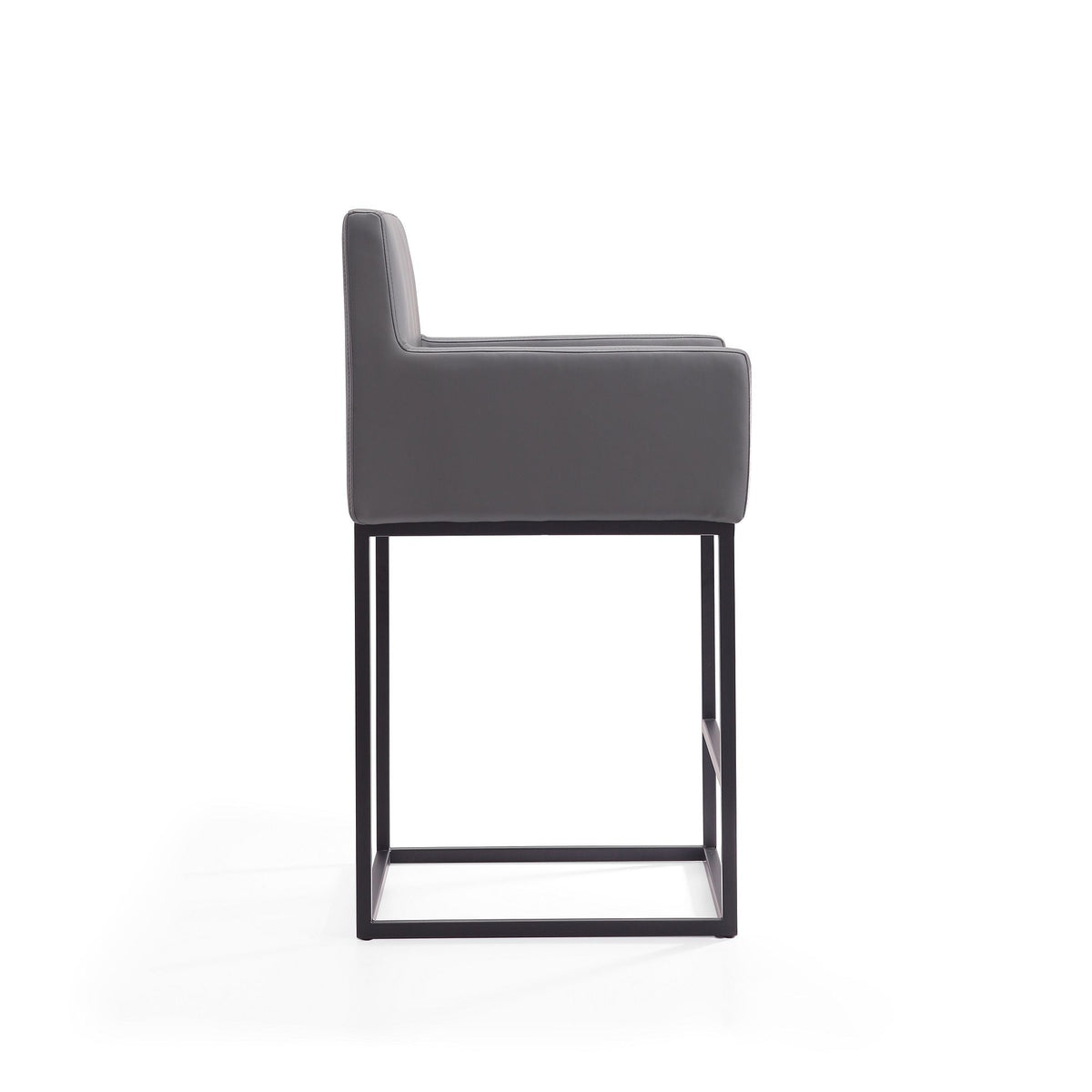 Ambassador Counter Stool with Square Frame and Armrests - Dark Gray or Beige