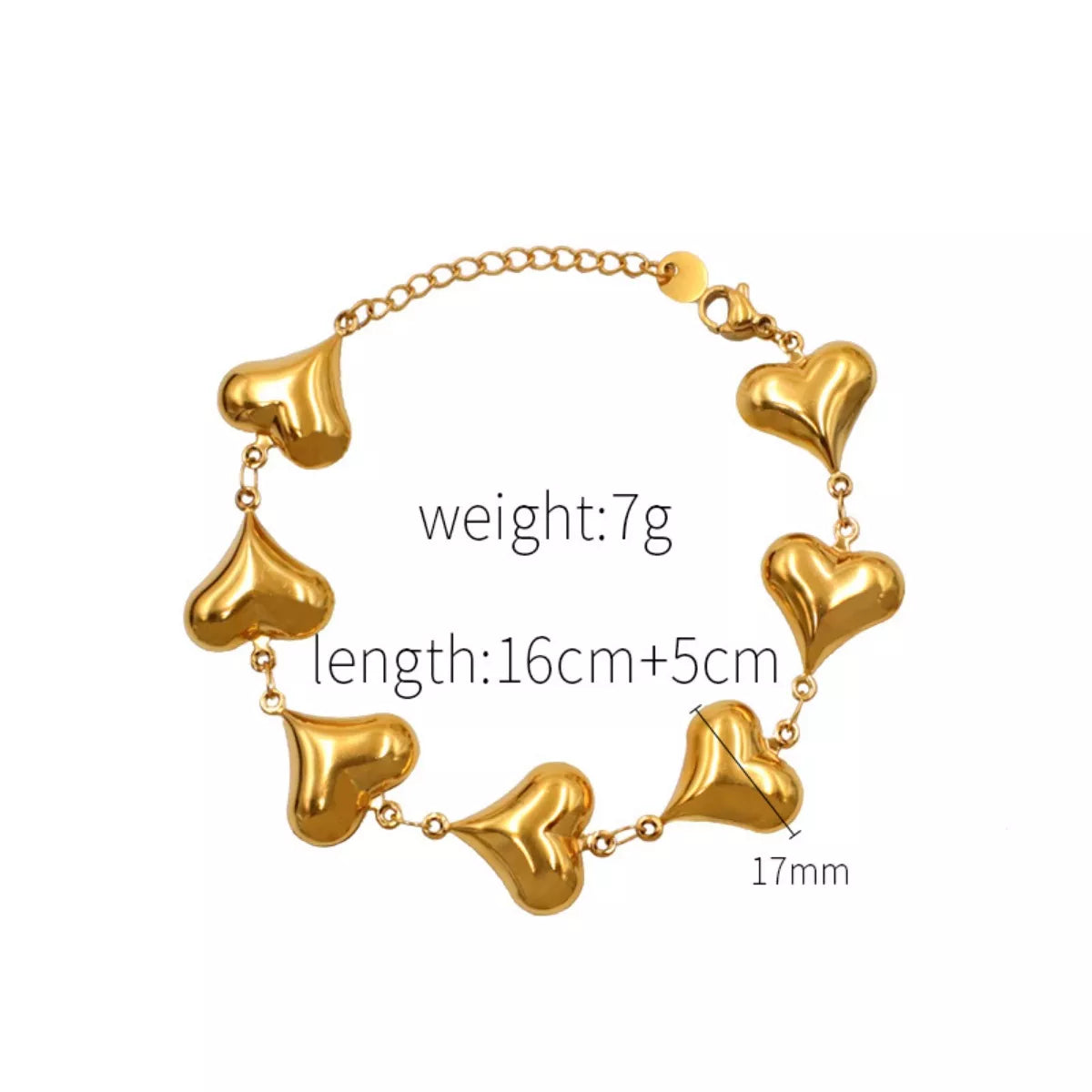 18K Gold-Plated Heart Charm Bracelet
