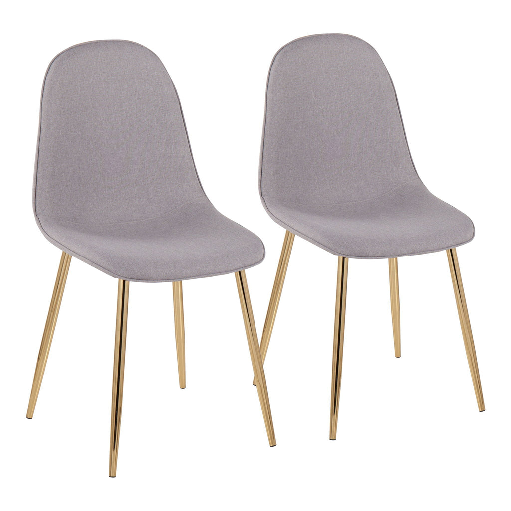 Pebble Contemporary Modern Design Chair Set with Upholstered Seat - Multiple Colors