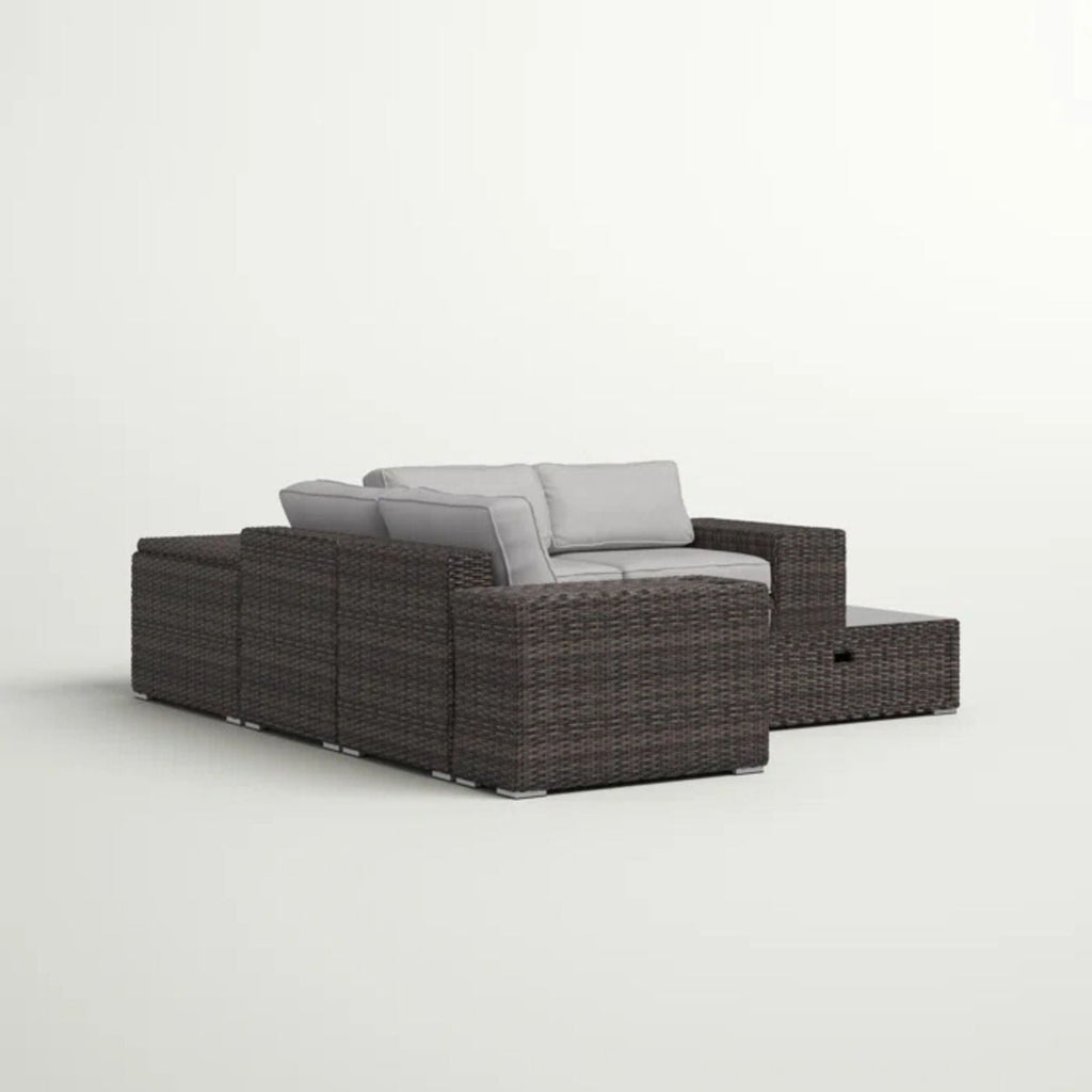 Modern Patio Rattan Sectional Set with Cushions - Multiple Set Options