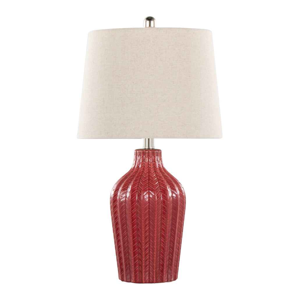 Contemporary Table Lamp Set of 2 with Chevron Pattern - Multiple Colors