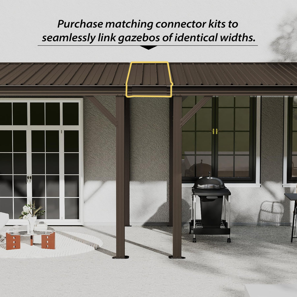 Gazebo Connector Kit for 12ft Width Wall-Mounted Gazebos with Durable Steel