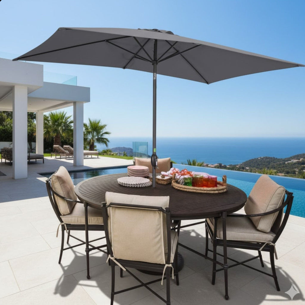 Rectangular Patio Umbrella with Crank Tilt - UV-Resistant Canopy