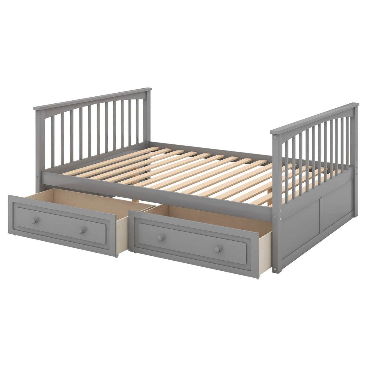 Convertible Bunk Bed With Drawers - Solid Wood with Storage - White, Dark Brown or Dark Gray