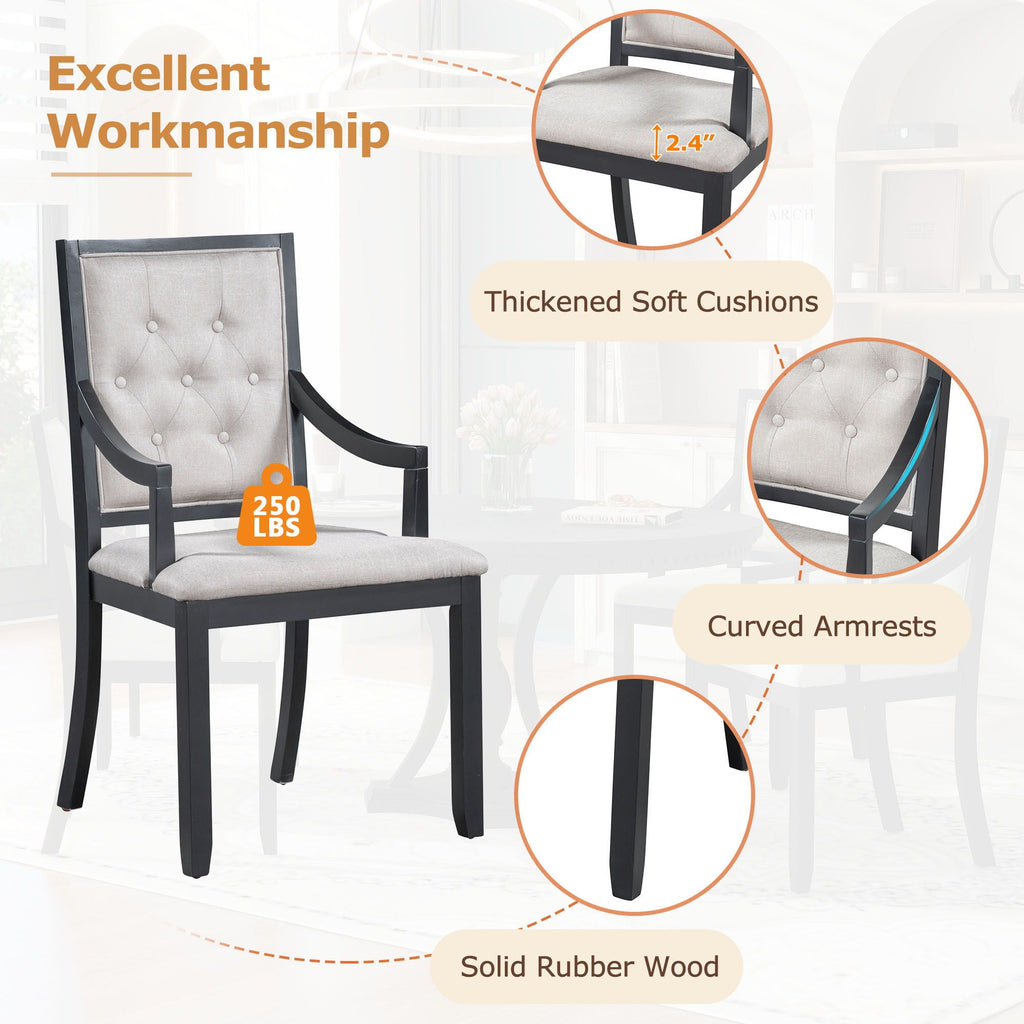 Extendable 5 Piece Dining Set with Cushioned Chairs - Black/Oak