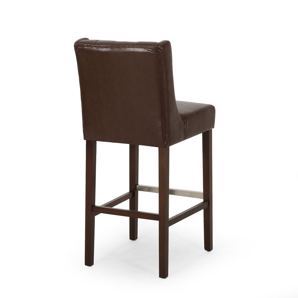 Upholstered Barstool with Button Tufted Wing Back - Multiple Colors