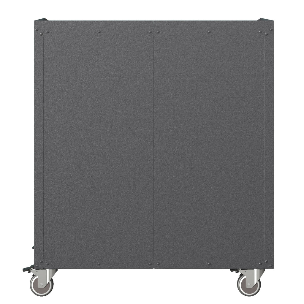 Sturdy Metal Tool Storage Cabinet with Lockable Wheels and Drawers - Gray or Black