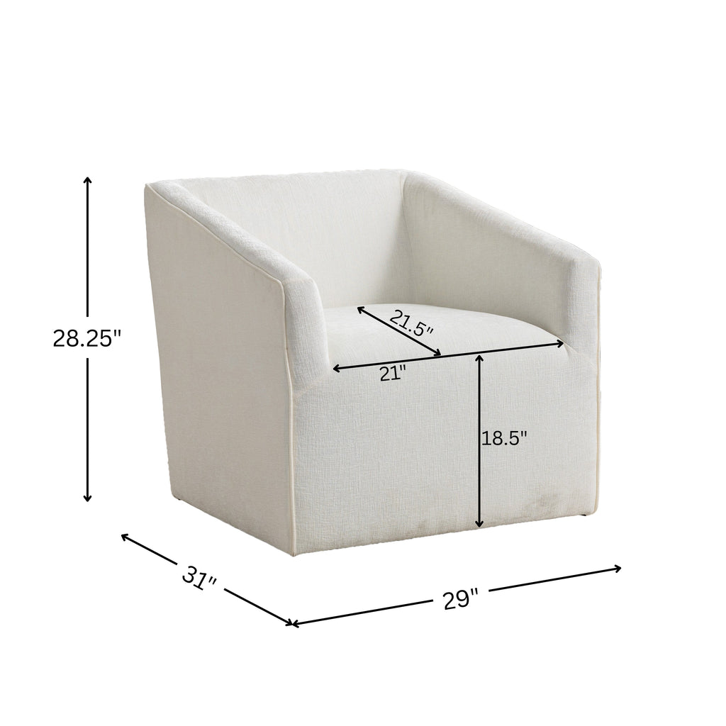 Modern Upholstered Barrel Armchair with 360° Swivel - Chenille