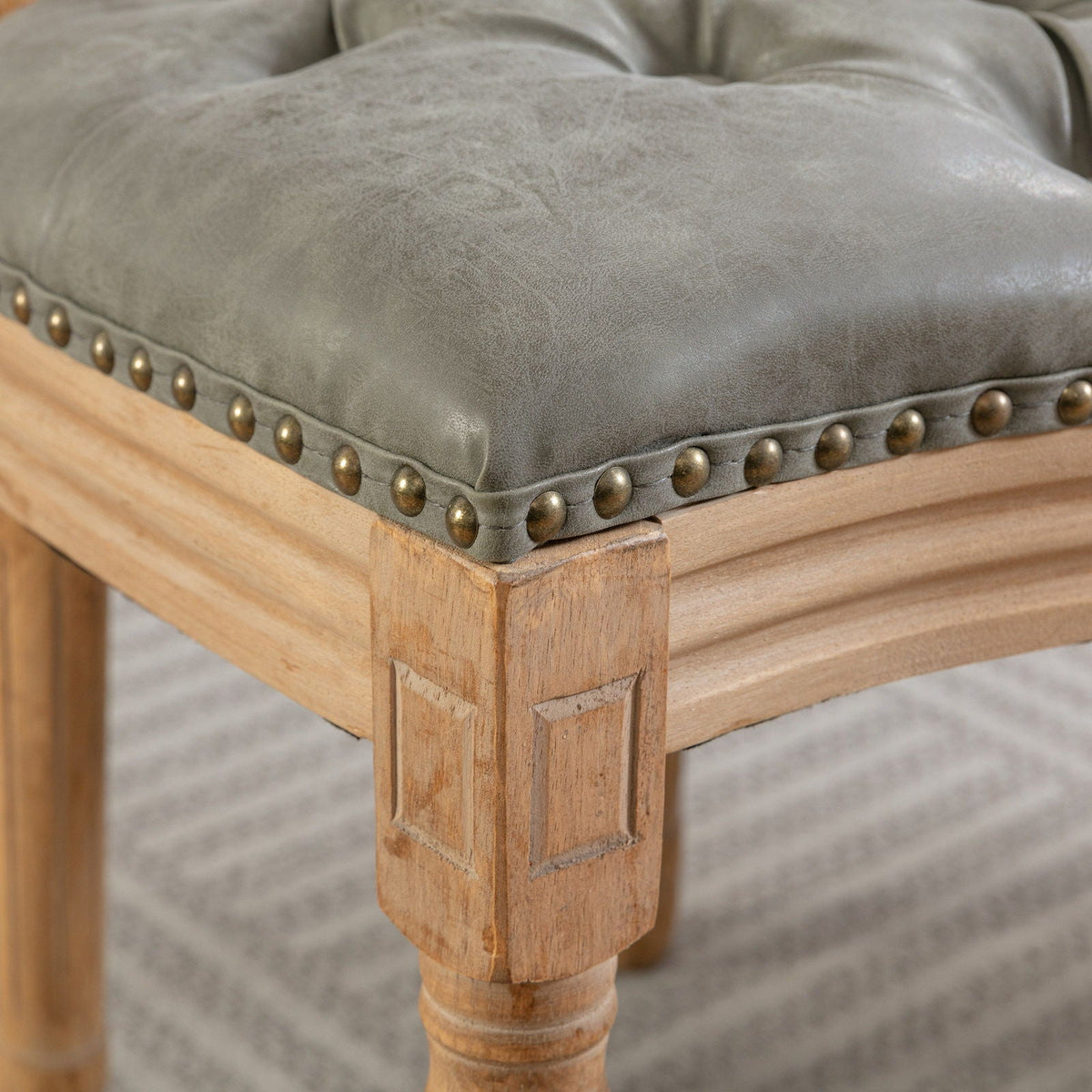 French Style Solid Wood Dining Chair with Nailhead Trim - Multiple Colors