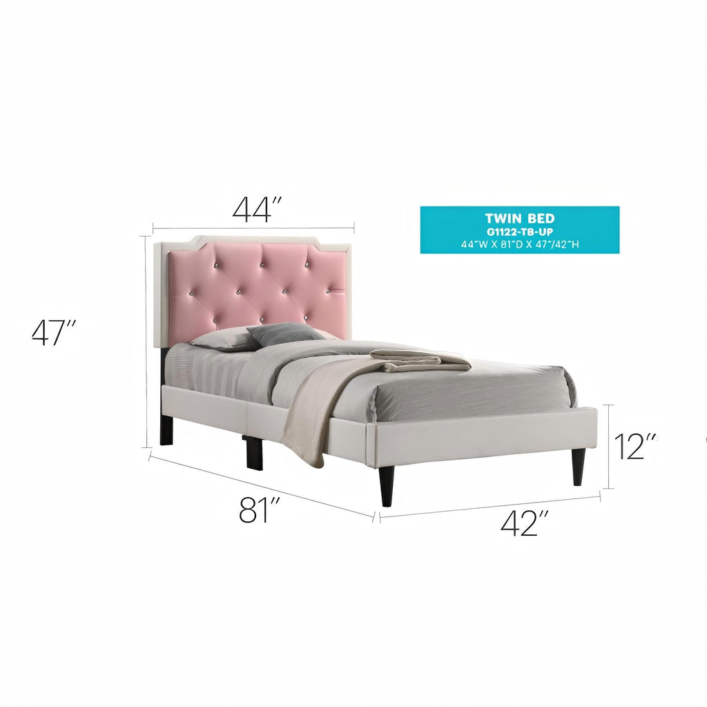Two Tone Upholstered Bed with Button Tufted Headboard - Multiple Colors