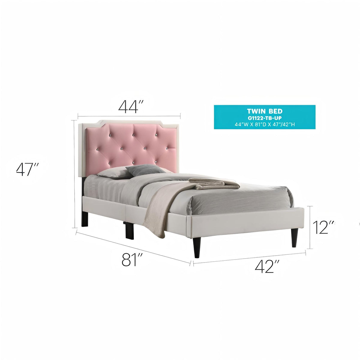 Two Tone Upholstered Bed with Button Tufted Headboard - Multiple Colors
