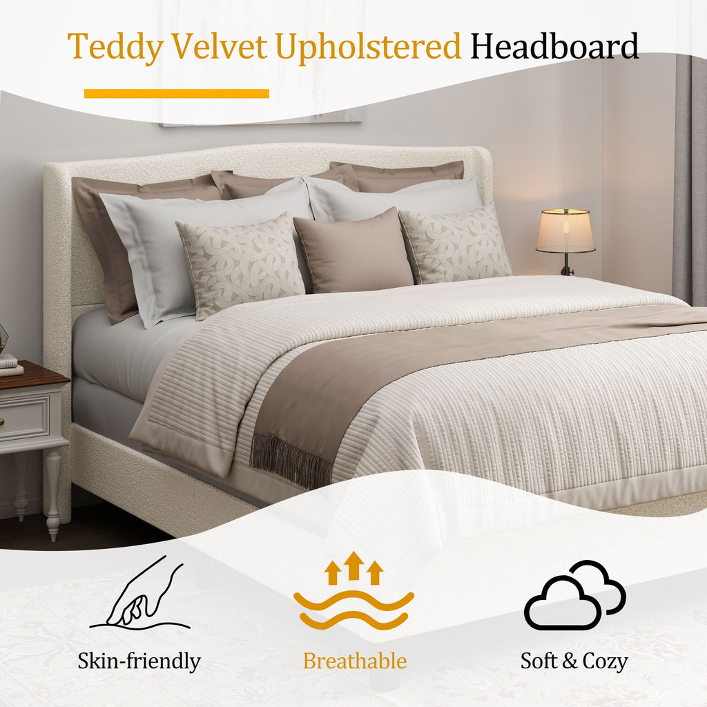 Platform Bed Frame with Tall Headboard and High Footboard - White or Gray
