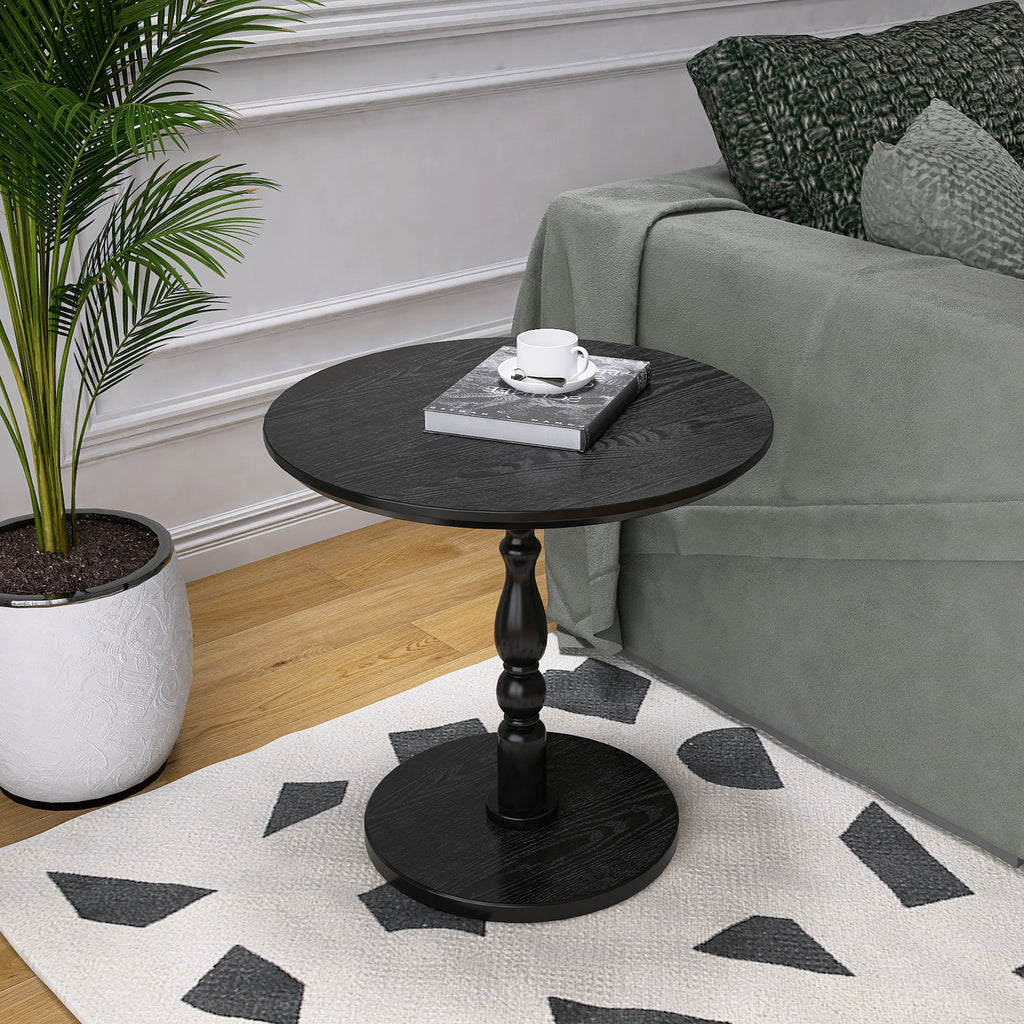 23'' Round Side Table with Water-Resistant Finish - Black