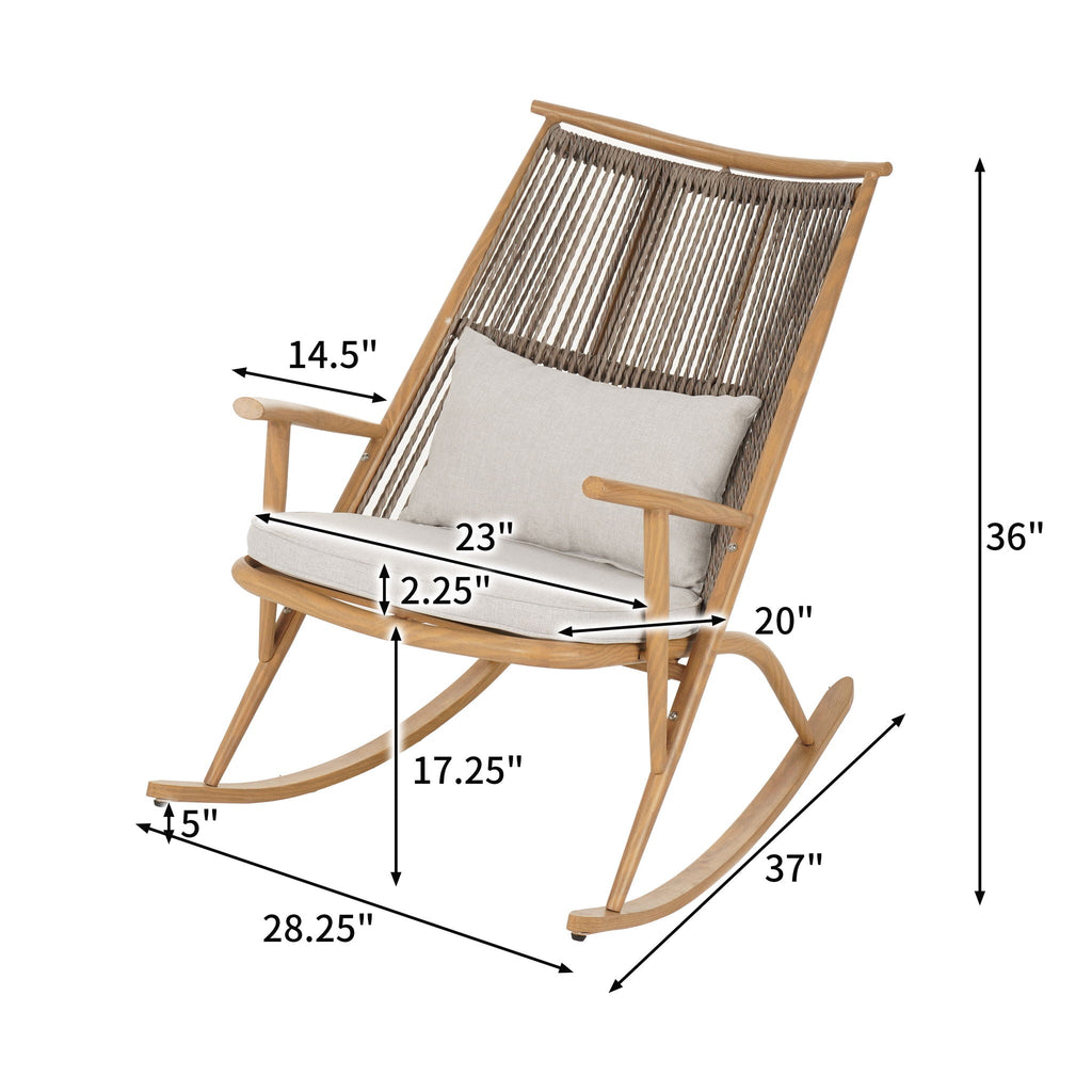 Maple Outdoor Rocking Chair with Cushions - Light Gray