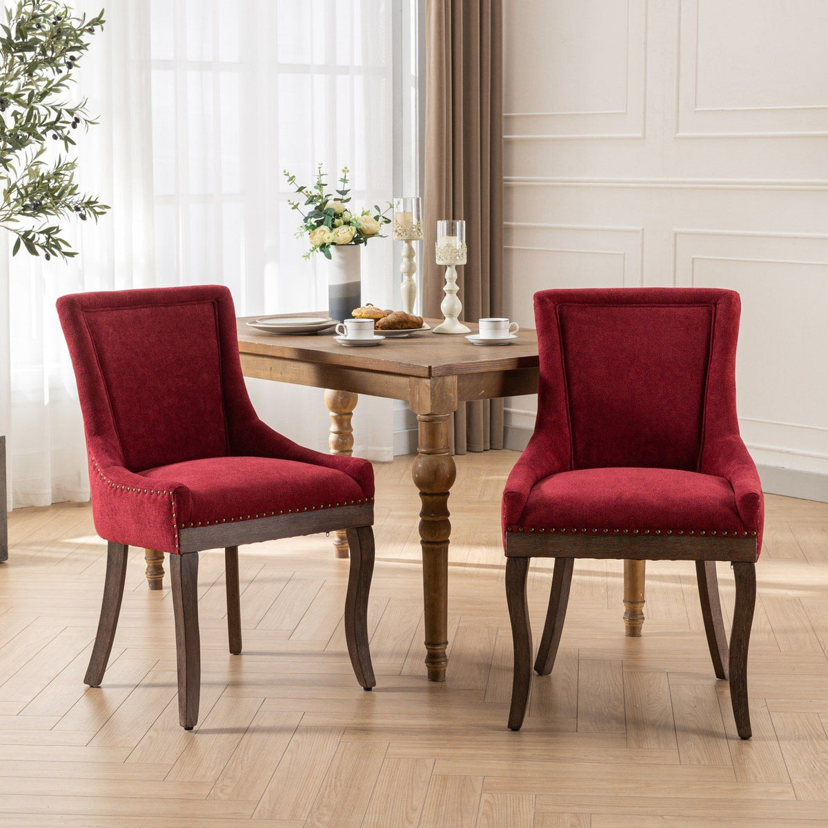 Ultra Side Dining Chair Set with Solid Wood Legs - Multiple Colors