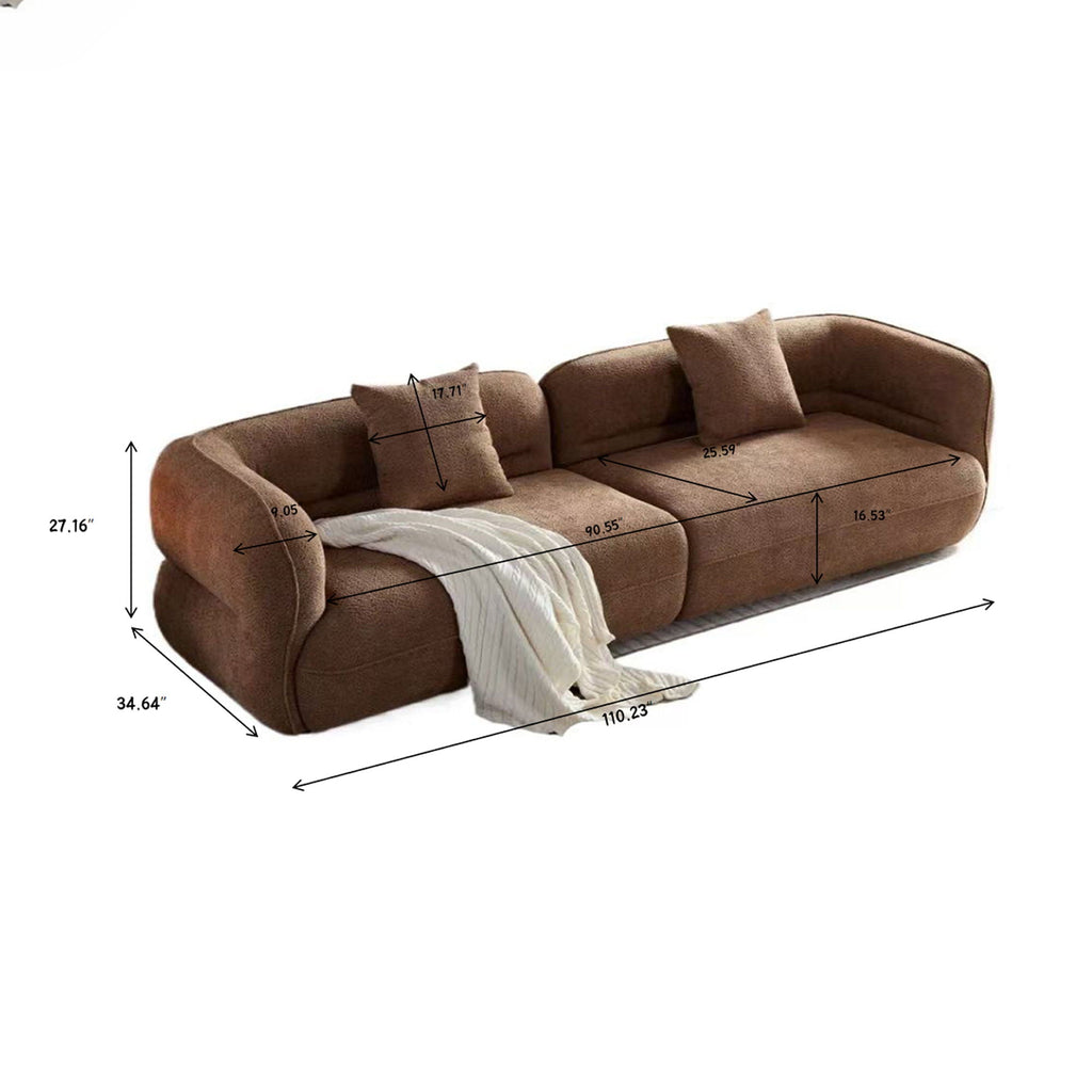 Sectional Sofa with Durable Fabric and Solid Wood Frame - Dark Brown or White