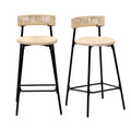 Boho Style Handwoven Paper Rope Counter Stools with Rubber Wood Frame - Light Brown or Beige