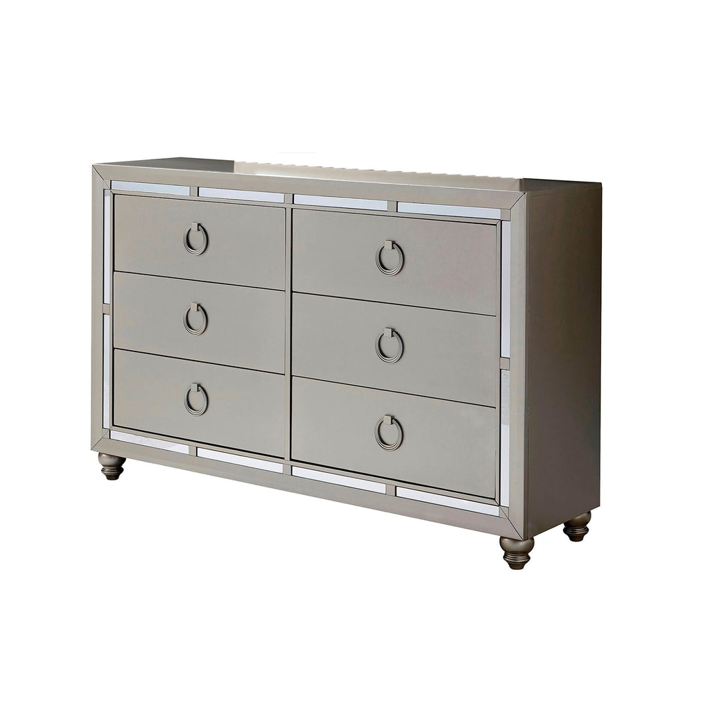 Gemstone Silver Dresser with Mirror Accents - Gemstone Silver