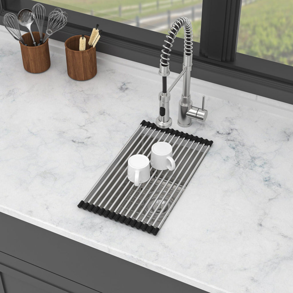 Gray Undermount Steel Kitchen Sink with Deep Single Bowl Basin