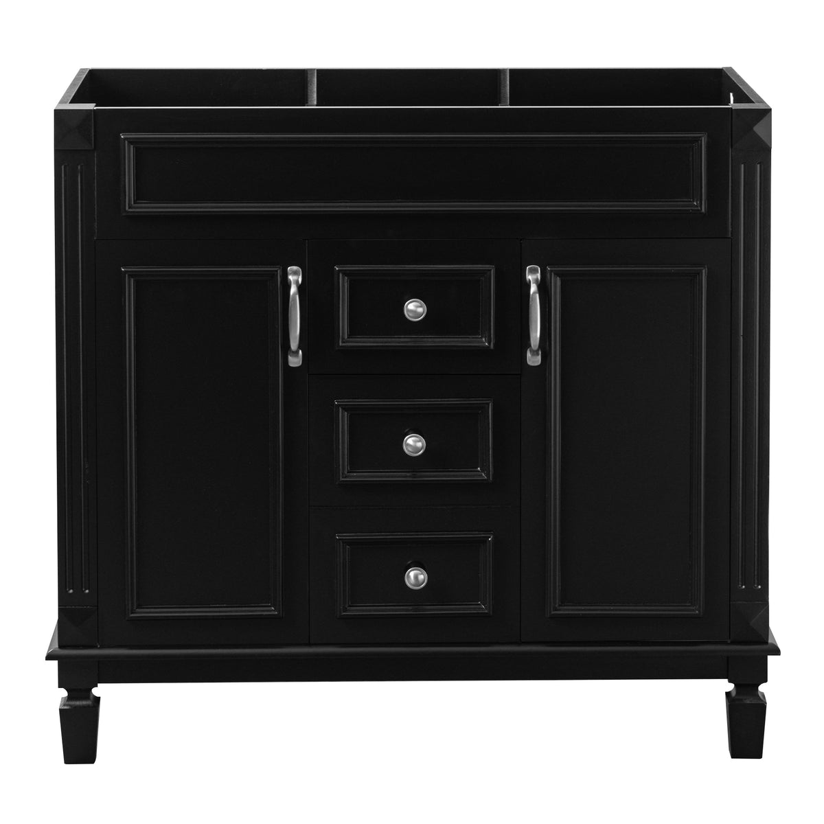36" Bathroom Vanity Without Top Sink with Soft-Closing Doors - Black