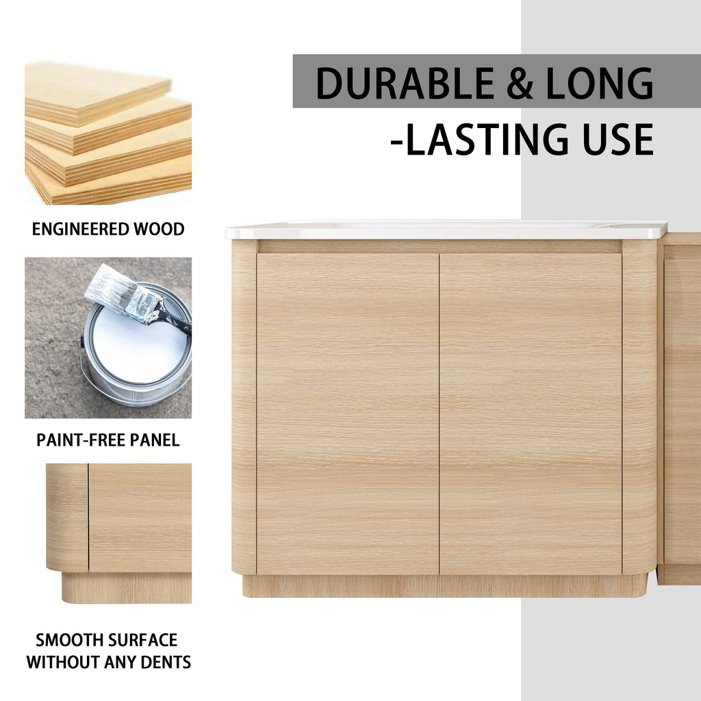 92'' Freestanding Bathroom Vanity with Soft-Close Doors - Ameican White Oak or Imitative Oak