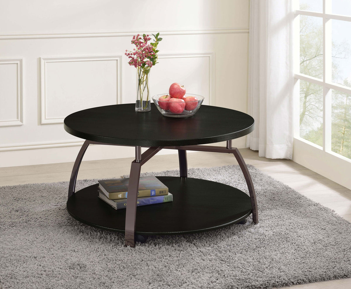 Dacre Round Engineered Wood Top Coffee Table Dark Charcoal