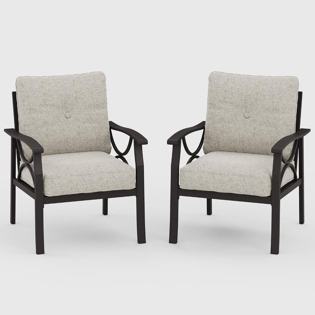 All-Weather Armchairs with Cushions, Modern Sculptural Design – Beige or Dark Gray