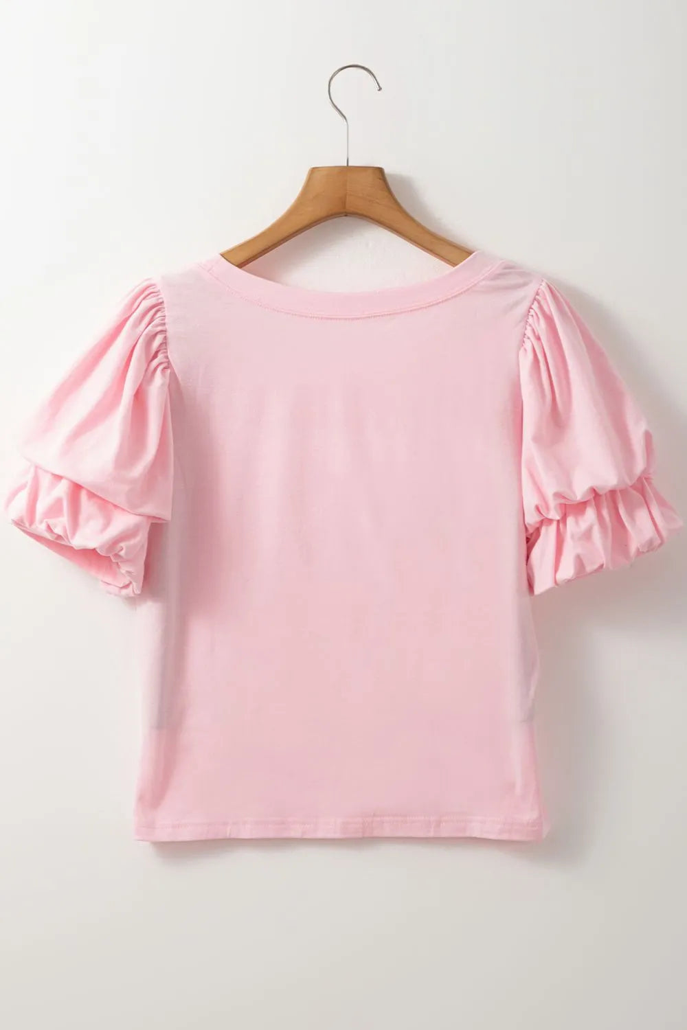 Round Neck Bubble Sleeve Top