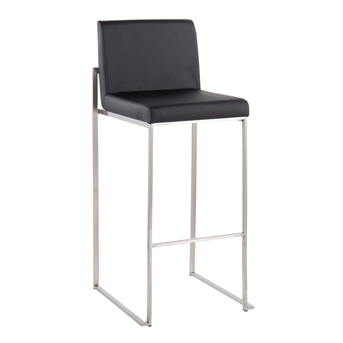 Contemporary High Back Barstool Set with Upholstered Seat – Multiple Colors