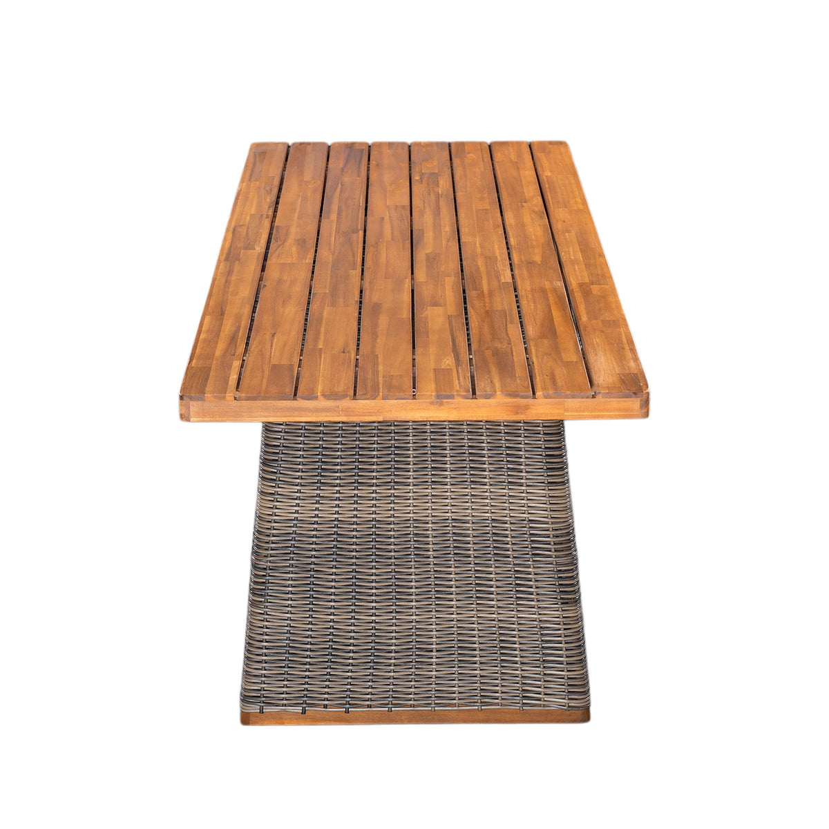 Outdoor Acacia Wood Dining Table with Slatted Top - Teak Finish