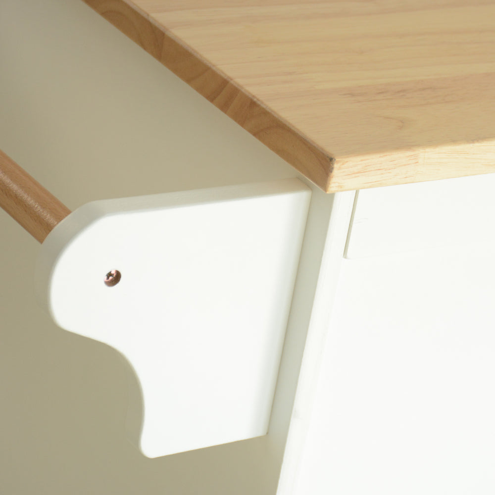 Mobile Kitchen Island with Rubber Wood Top and Ample Storage - White