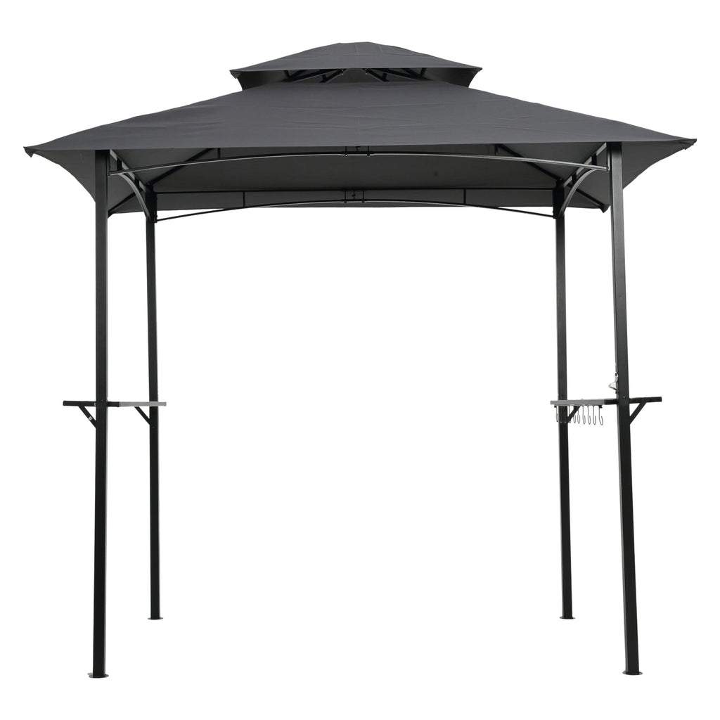 8x5Ft Grill Gazebo Replacement Canopy with Double-Tiered Roof - Gray