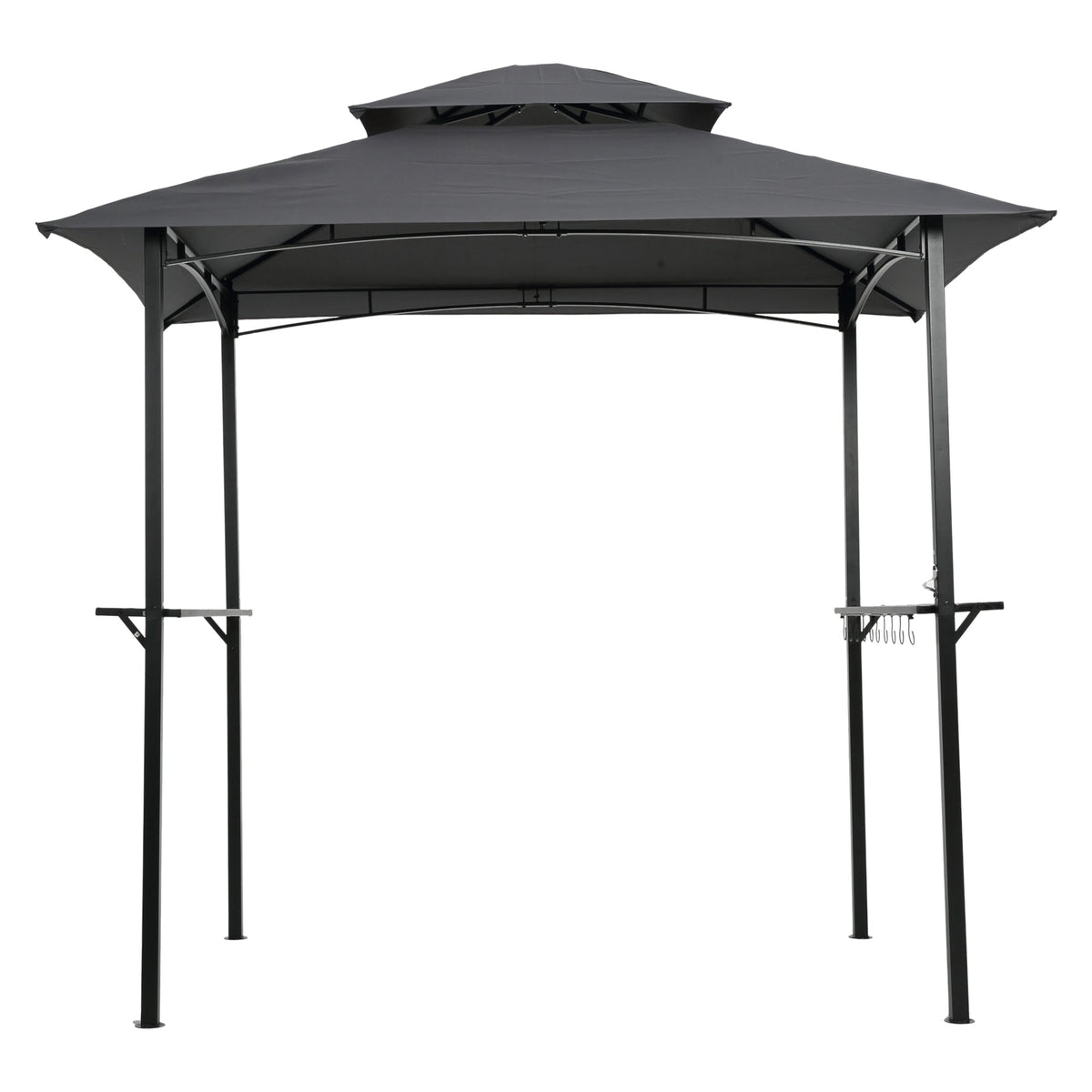 8x5Ft Grill Gazebo Replacement Canopy with Double-Tiered Roof - Gray