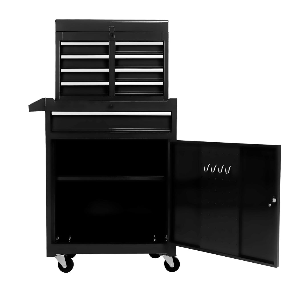 5-Drawer Rolling Tool Chest with Lockable Wheels - Black Metal