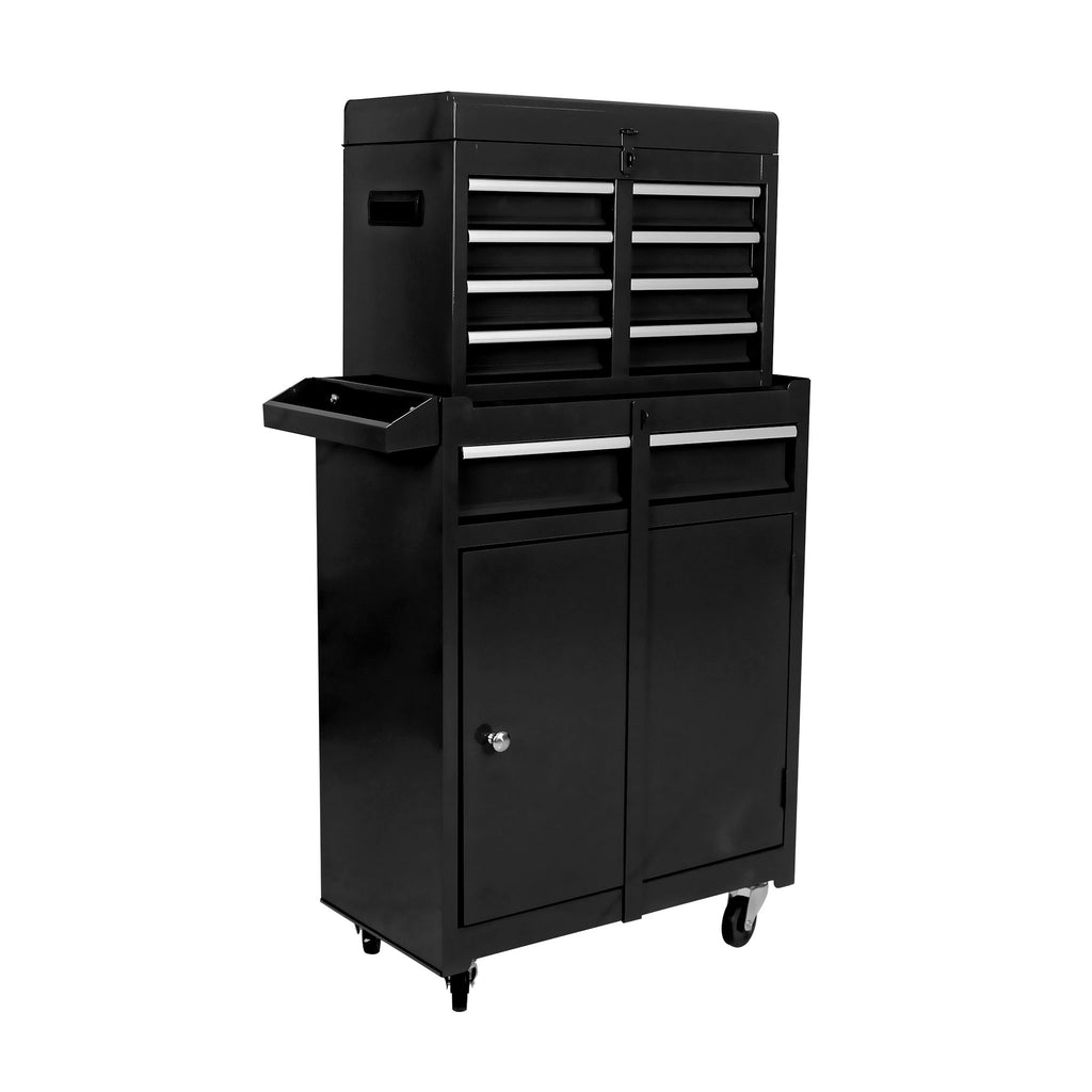 5-Drawer Rolling Tool Chest with Lockable Wheels - Black Metal