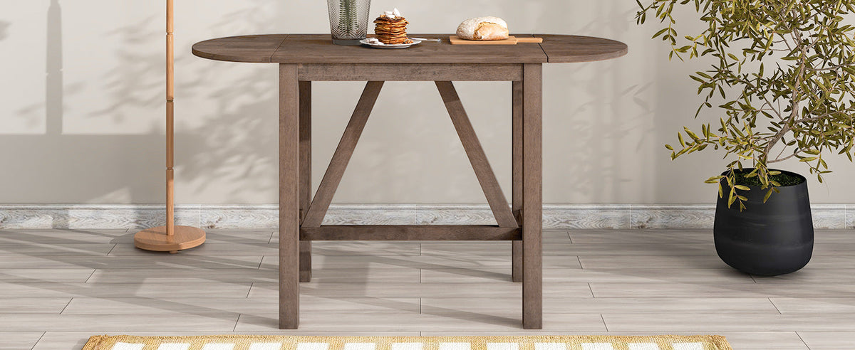 Drop Leaf Wood Counter Height Dining Set with Upholstered Chairs - Brown or White